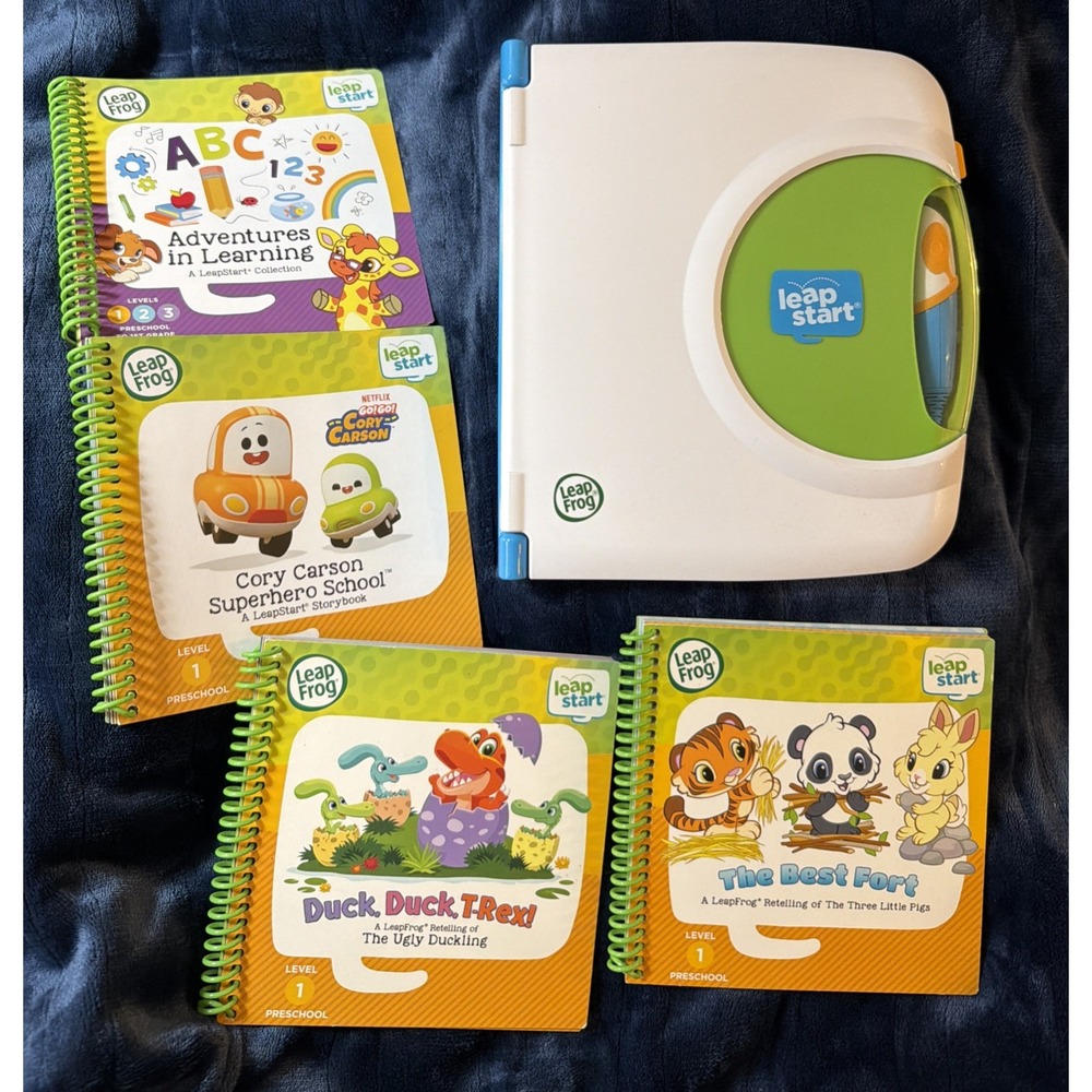 Leap Start Learning System With 4 Books Lot Works Preschool Fort Duck Carson ABC